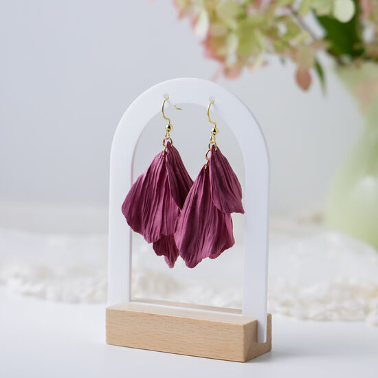 Ziedlapiņu auskari aveņu rozā krāsā