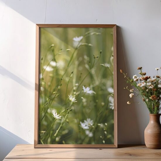 Smalki, balti ziedi pļavā